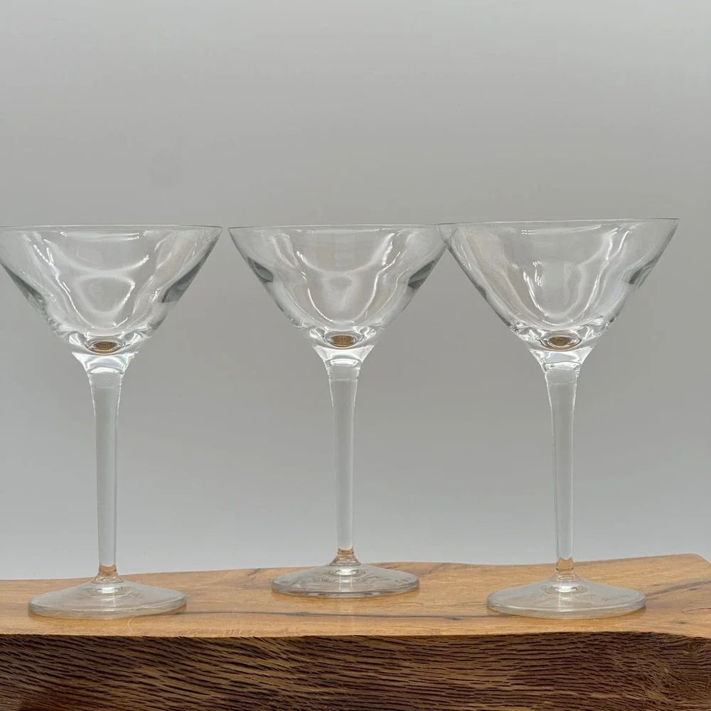 Vintage Martini Glasses Set of 3 Long Stem